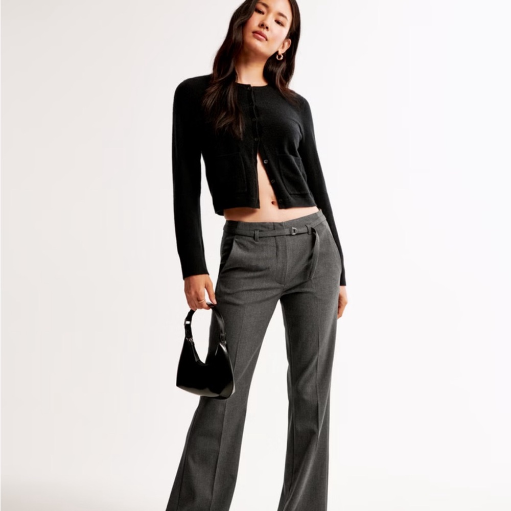Abercrombie Mini Belt Flare Pant in Green - Picture 2 of 3